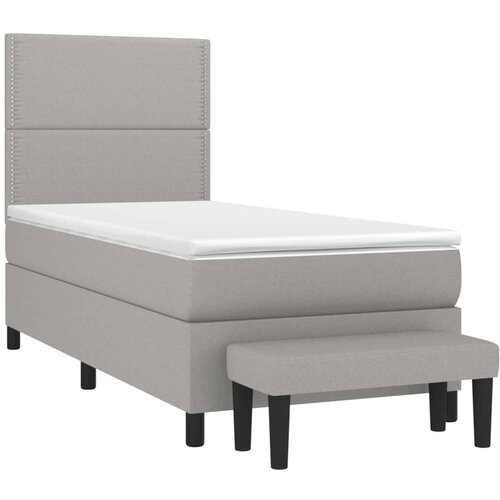 Box spring krevet s madracem svjetlosivi 90x190 cm od tkanine Slike