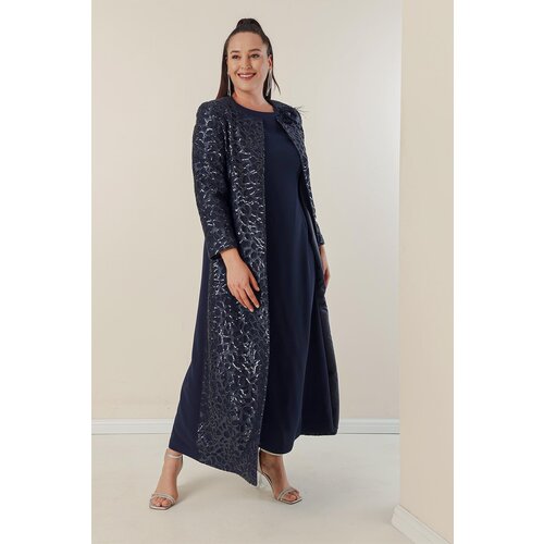 By Saygı Long Crepe Dress With Half Moon Sleeves. Plus Size 2-Piece Suit With Puffy Caftan Lined The Sleeves And The Front. Slike