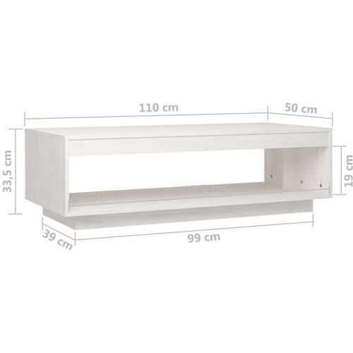 VidaXL stolić za kavu bijeli 110 x 50 x 33,5 cm od masivne borovine Slike