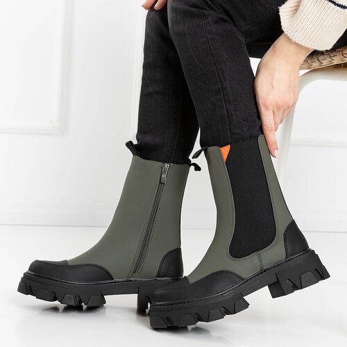 Resti Dark green women's boots on a solid sole Rosidi - Footwear Cene