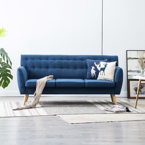 vidaXL Kavč trosed z oblogo iz blaga 172x70x82 cm modre barve Cene