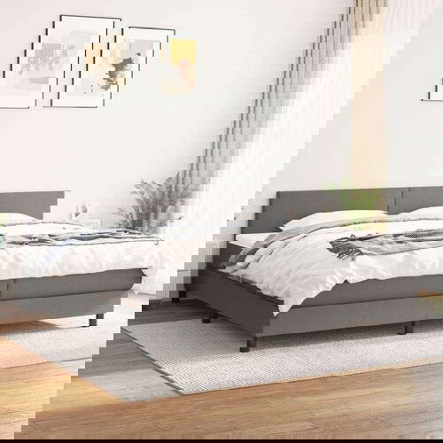 Box spring postelja z vzmetnico temno siva 200x200 cm blago, (20846803) Slike