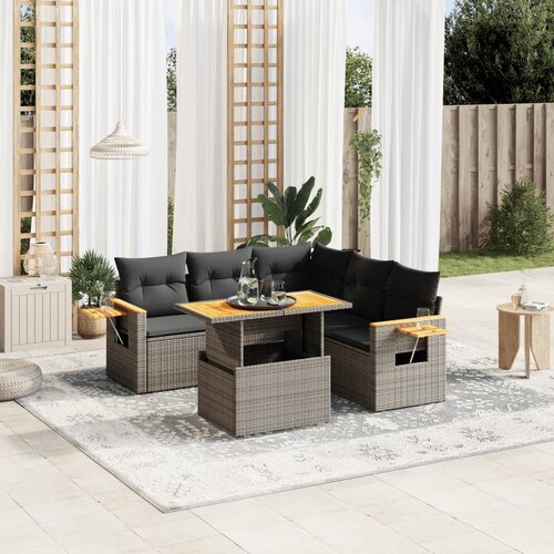 vidaXL 6-dijelni set vrtnih sofa od poliratana s jastucima sivi Cijene