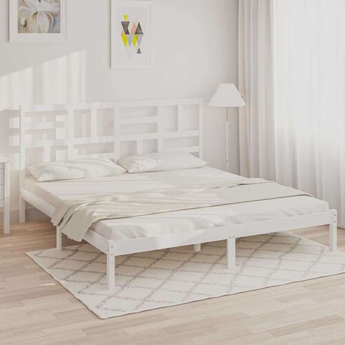  Posteljni okvir bel iz trdnega lesa 200x200 cm, (20645960) Slike
