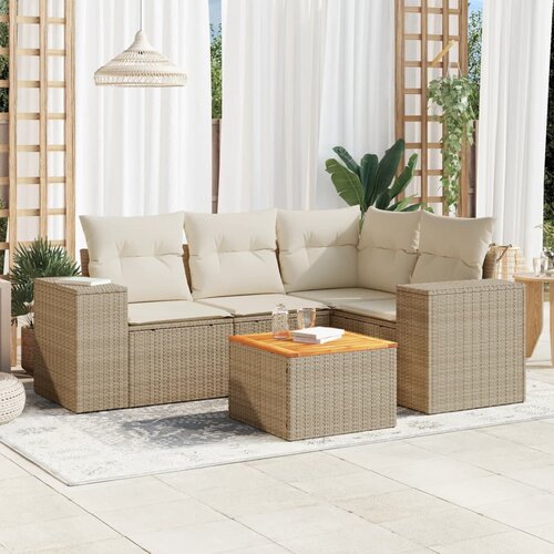 vidaXL 5-dijelni vrtni set sofa s jastucima bež od poliratana Cijene