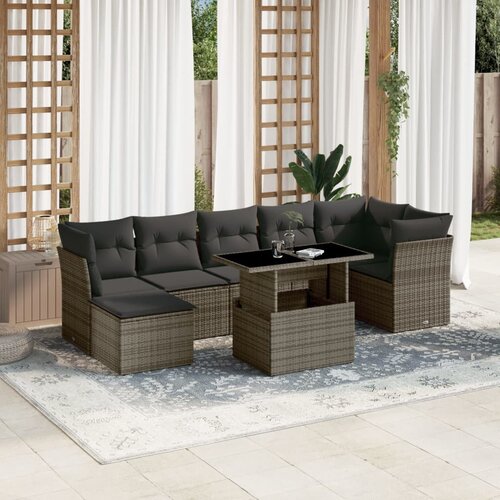 vidaXL 8-dijelni set vrtnih sofa od poliratana s jastucima sivi Cijene