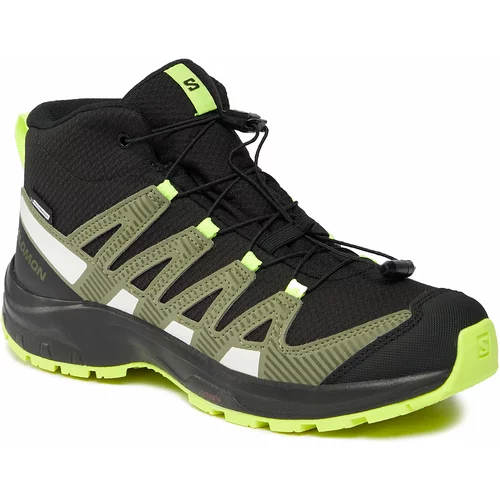 Salomon Trekking čevlji Xa Pro V8 Mid Clima™ Waterproof L47289400 Black/Deep Lichen Green/Safety Yellow