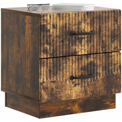  Noćni ormar s ladicama Dimljeni hrast 43 x 34,5 x 44,5 cm Slike