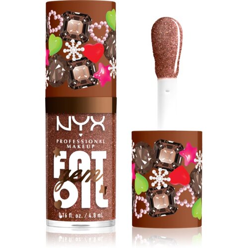 NYX Professional Makeup Fat Oil Gem Xmas olje za ustnice odtenek Cacao Gem 4.8 ml Slike