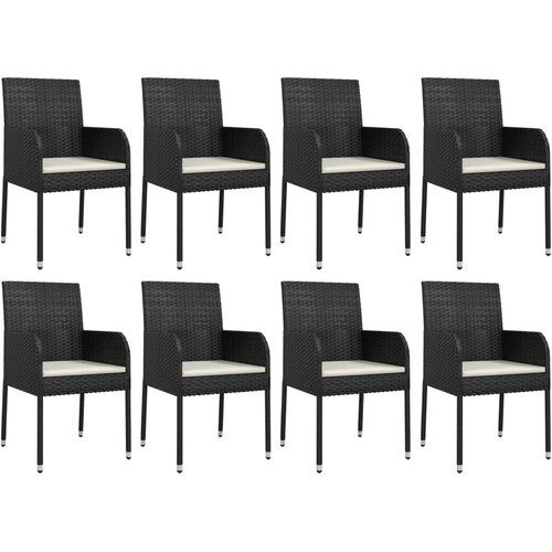  9-dijelni vrtni blagovaonski set s jastucima crni od poliratana Crna Dužina stola 190 cm Slike