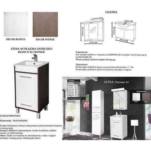 Ceramica lux atina Plazma 45 bianco donji deo Cene