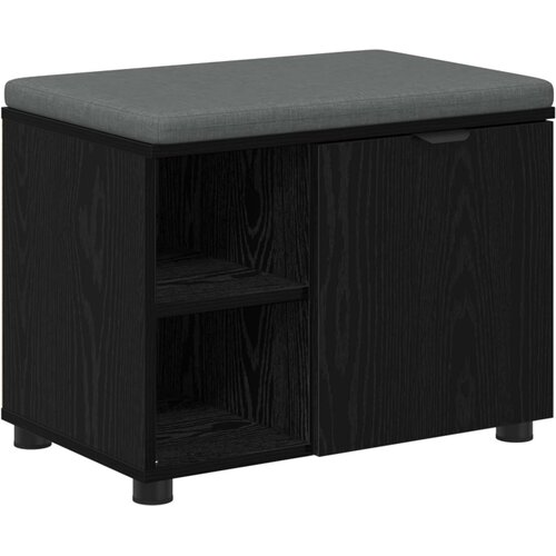  Klupa za hodnik s jastukom s policom Crni Hrast 60 x 38 x 46 cm Slike