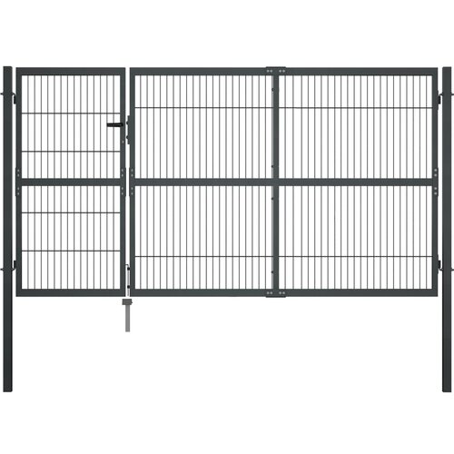 vidaXL vrtna vrata s stebrički jeklo 350x140 cm antracitna Cene