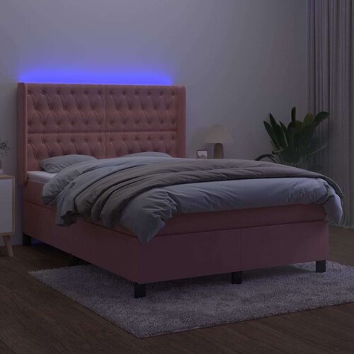  Krevet box spring s madracem LED ružičasti 140x200cm bar&amp;scaron;unasti Slike