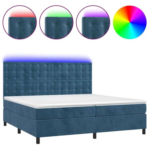  Box spring s madracem LED tamnoplavi 200x200 cm bar&amp;scaron;un Slike