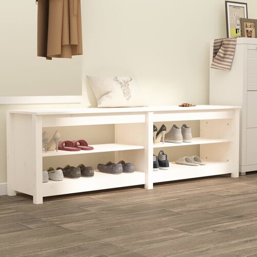 vidaXL Klupa za cipele bijela 160 x 36,5 x 50 cm od masivne borovine Cijene