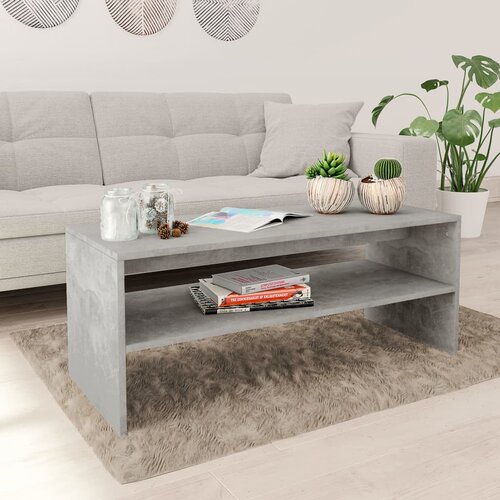 The Living Store Klubska mizica betonsko siva 100x40x40 cm iverna plošča - Klubska Mizica, (21575145) Cene