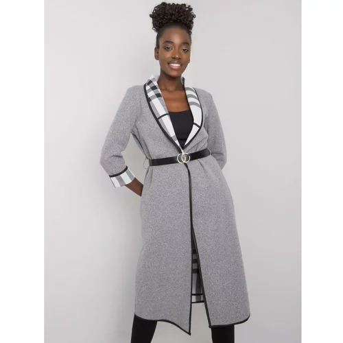 Fashion Hunters Gray melange coat without fastening