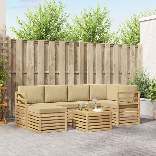  Set vanjskih sofa 7 pcs Bijela i bež Poliester Cijene
