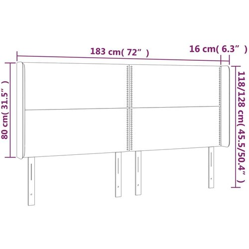 Uzglavlje tamnosivo 183 x 16 x 118/128 cm od tkanine Slike
