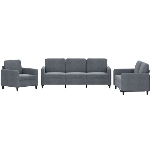  3-dijelni set sofa s jastucima tamnosivi bar&amp;scaron;unasti Slike