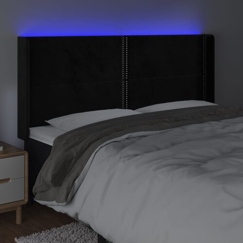  LED uzglavlje crno 203 x 16 x 118/128 cm bar&amp;scaron;unasto Slike