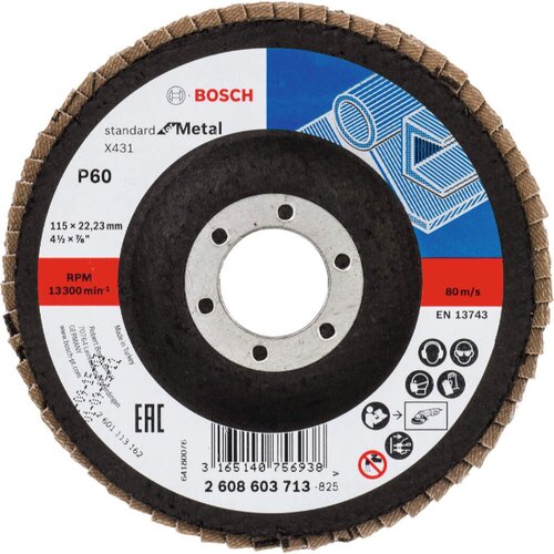 Bosch flap disk ravni X431 za metal standard 115mm Slike