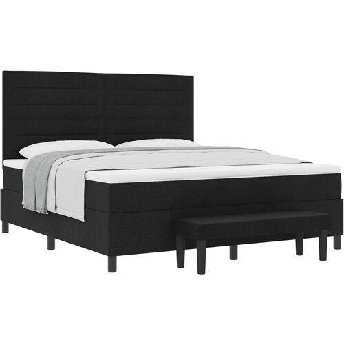 vidaXL Box spring krevet s madracem Crna 180 x 200 cm tkanina - Crna 180 x 200 cm Dizajn linija Cijene