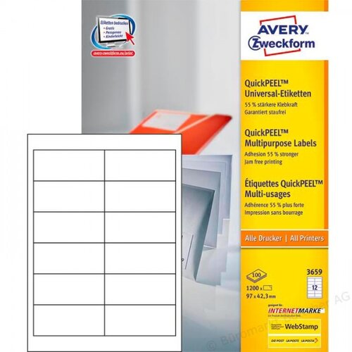 Avery Zweckform Univerzalne etikete 97 x 42,3 mm - 100/1 Slike