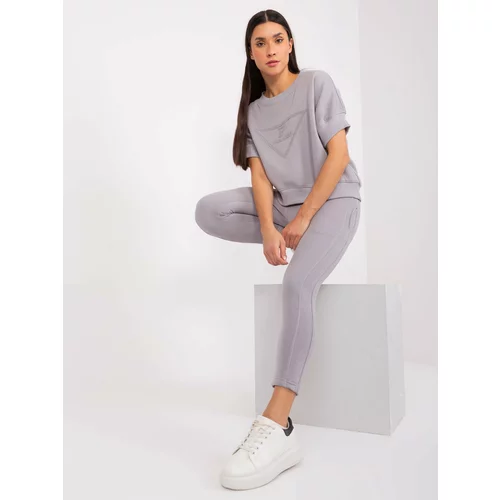 Fashion Hunters Grey two-piece tracksuit with patch