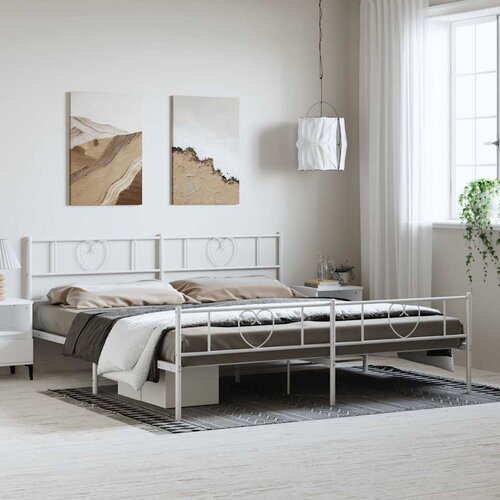  Metalni okvir kreveta uzglavlje i podnožje bijeli 183x213 cm Cijene