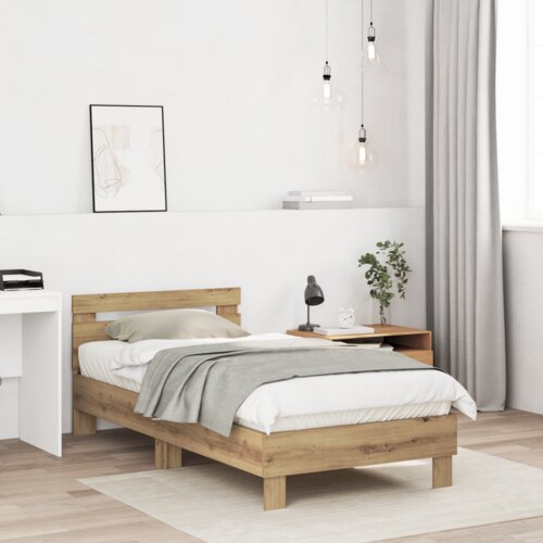  Okvir kreveta od hrastovine 90 x 190 cm napravljen od inženjerskog drva Slike