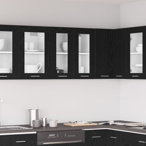 vidaXL Viseći stakleni ormar u crnom hrastu - 60x31x60 cm Cijene