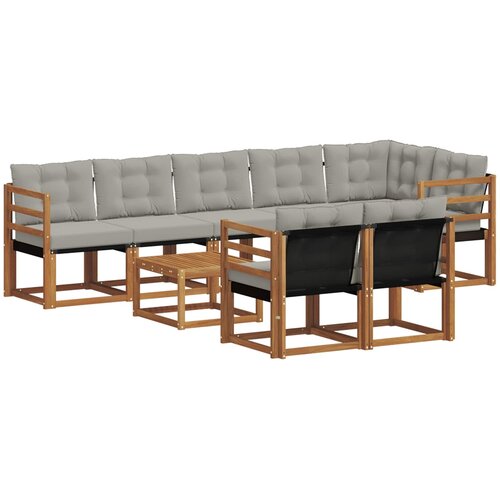 Set vanjskih sofa 9 kom. Prirodna i svijetlo siva Slike
