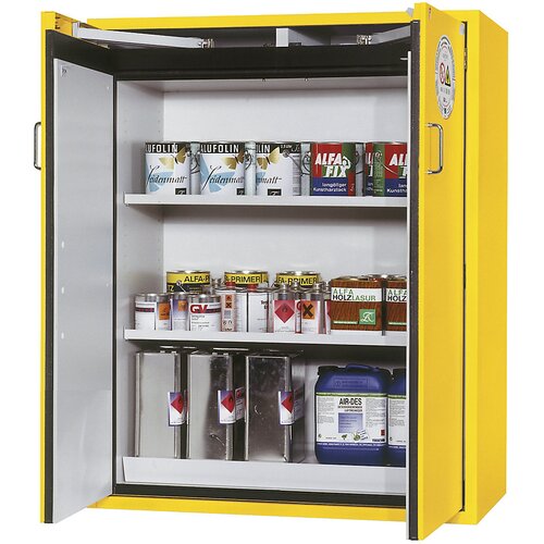 asecos Ognjevarna omara tipa 90 za nevarne snovi, 2 vrat, zunanje mere VxŠxG 1298 x 1200 x 615 mm, rumena, praškasto lakirana Cene