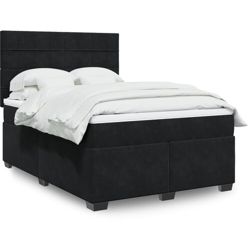 vidaXL Box spring postelja z vzmetnico črna 140x200 cm žamet Cene