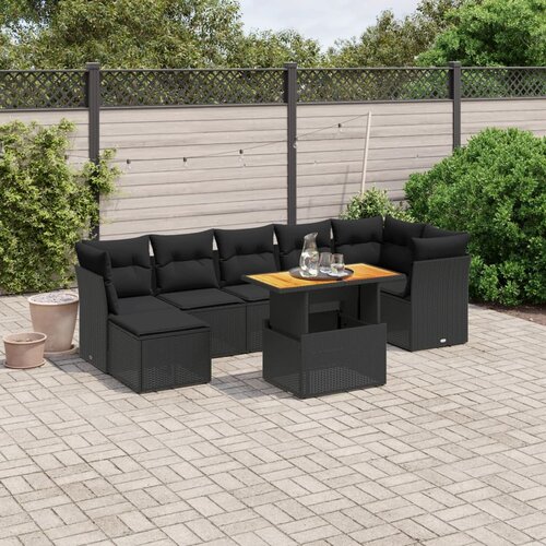 vidaXL 8-dijelni set vrtnih sofa od poliratana s jastucima crni Cijene