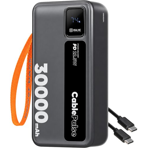  Obal Me CablePulse prenosna baterija 30000mAh 22W z vgrajenima kabloma USB-C in Lightning črne barve Cene