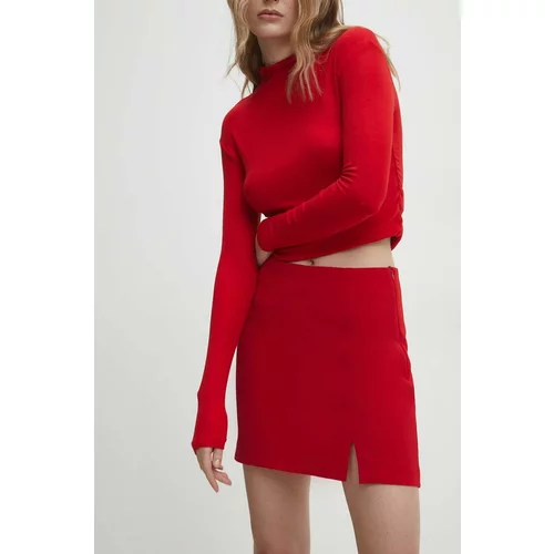 Answear Lab Suknja boja: crvena, mini, širi se prema dolje