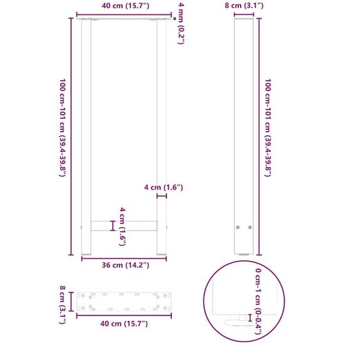  Noge stolića za kavu bijele 2 kom 40x(100-101) cm čelik Slike