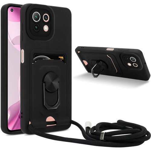 Cadorabo Verižica za mobilni telefon s funkcijo stojala, združljiva z Xiaomi Mi 11 LITE (4G/5G)/11 LITE NE v črna barvi - silikonski za&scaron;čitni pokrov z nastavlj, (20860029) Cene