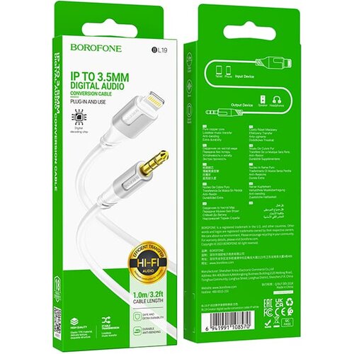 Borofone KABEL BL19 CREATOR &amp;ndash; PRIKLJUČEK 3,5 MM ZA LIGHTNING &amp;ndash; 1 M BEL Slike