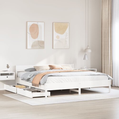 vidaXL Posteljni okvir brez vzmetnice bel 180x200 cm trdna borovina Cene