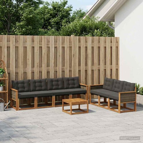  Set vanjskih sofa 8 kom. Prirodna i crna Cijene