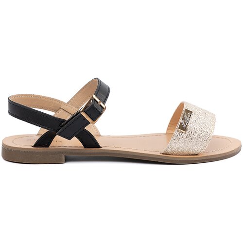 GOODIN Black and gold women&amp;#039;s flat sandals Slike