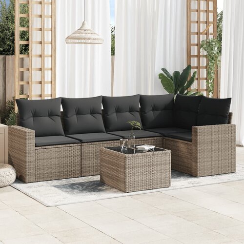 vidaXL 6-dijelni set vrtnih sofa od poliratana s jastucima sivi Cijene