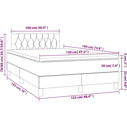 VidaXL Krevet box spring s madracem tamnosmeđi 120 x 190 cm od tkanine Slike