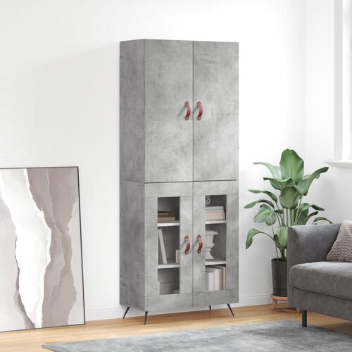 VidaXL Visoka komoda betonsko siva 69,5x34x180 cm inženirski les Slike