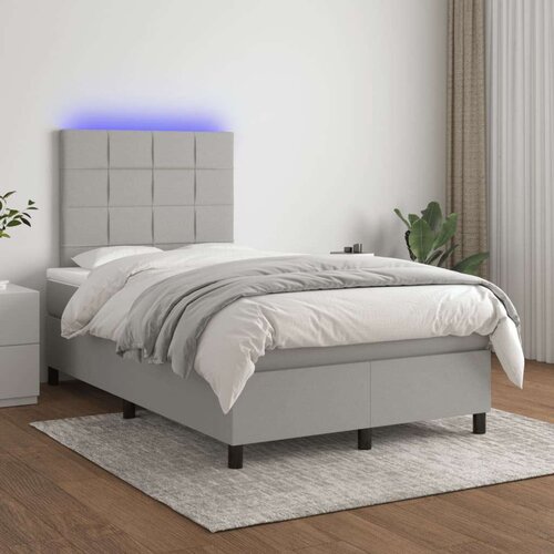  Box spring postelja z vzmetnico LED sv. siva 120x200 cm blago, (20789462) Slike