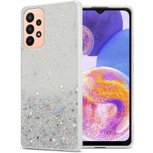 Cadorabo Ohišje, združljivo z Samsung Galaxy A23 4G / 5G in prozorna z bleščicami - Zaščitni ovitek iz prožnega silikona TPU s svetlečimi bleščicami, (20859935) Cene